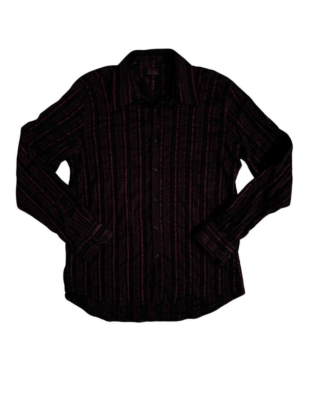 Orvieto Dark Goth Red Striped Long-Sleeve Button-Up Shirt